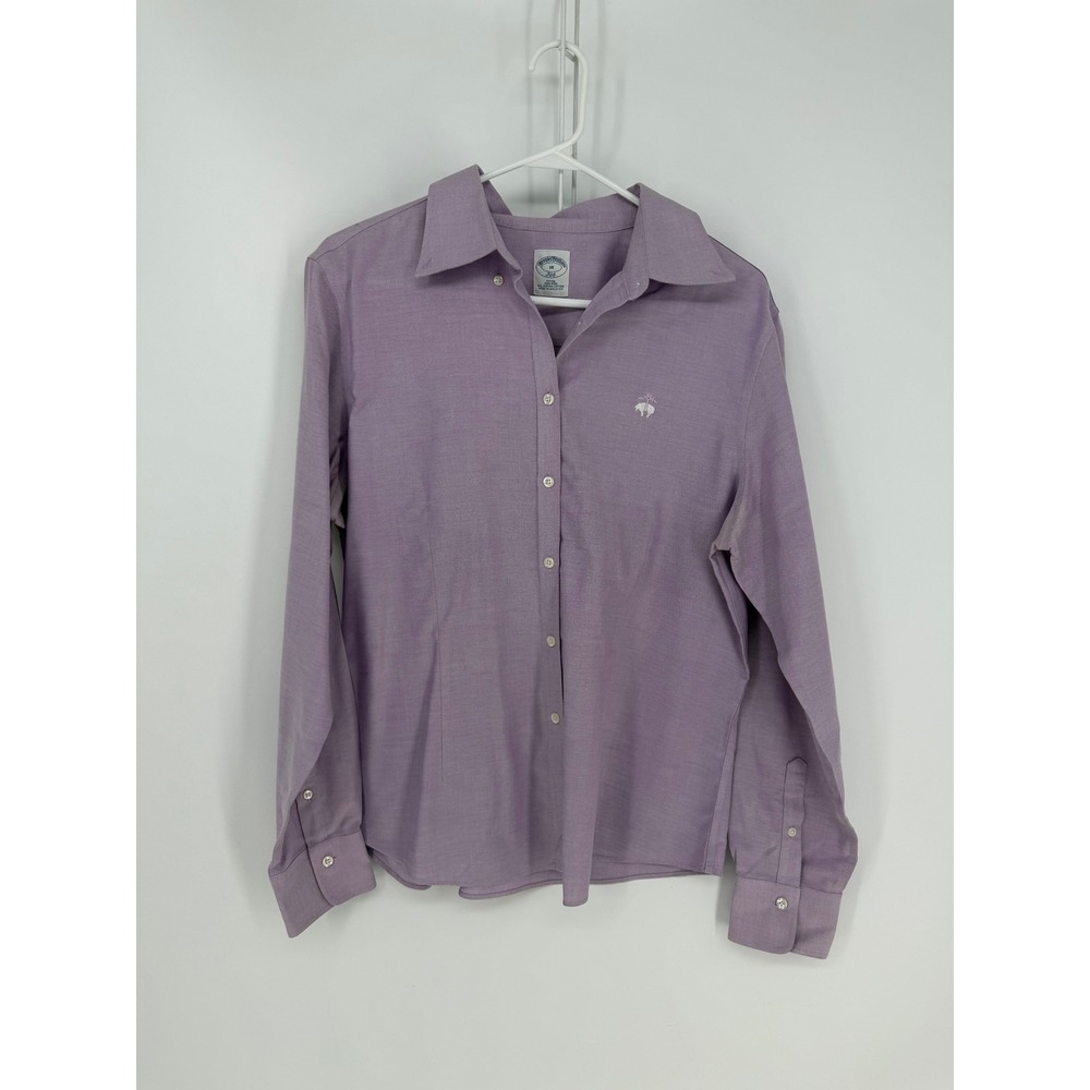 Brooks Brothers 346 Shirt Womens 14 Purple Fitted Non-Iron Supima Cotton Preppy